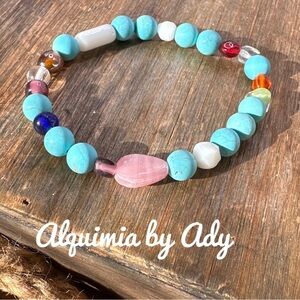 turquoise beaded bracelet/manifesting protection and peace